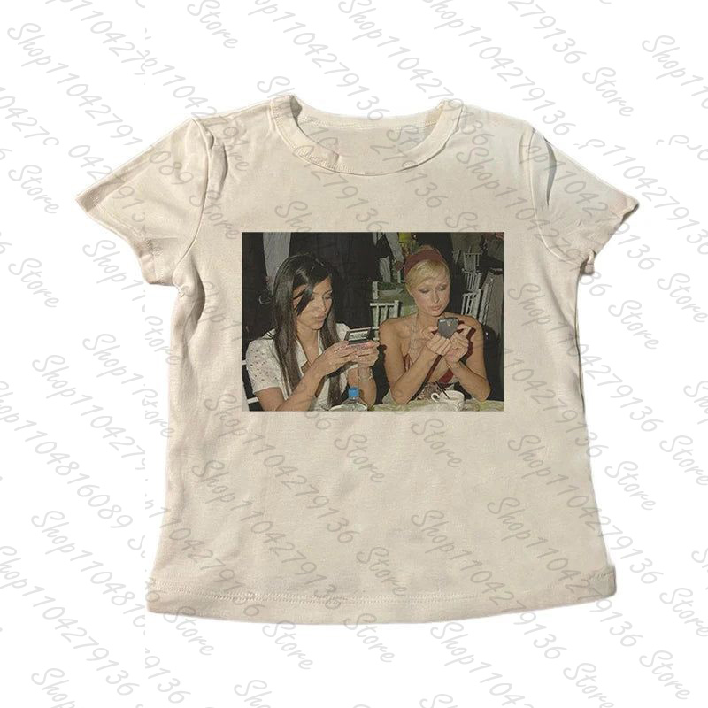 Y2K Graphic Baby Tee Crop - Camisetas Cortas de Mujer Estilo Punk