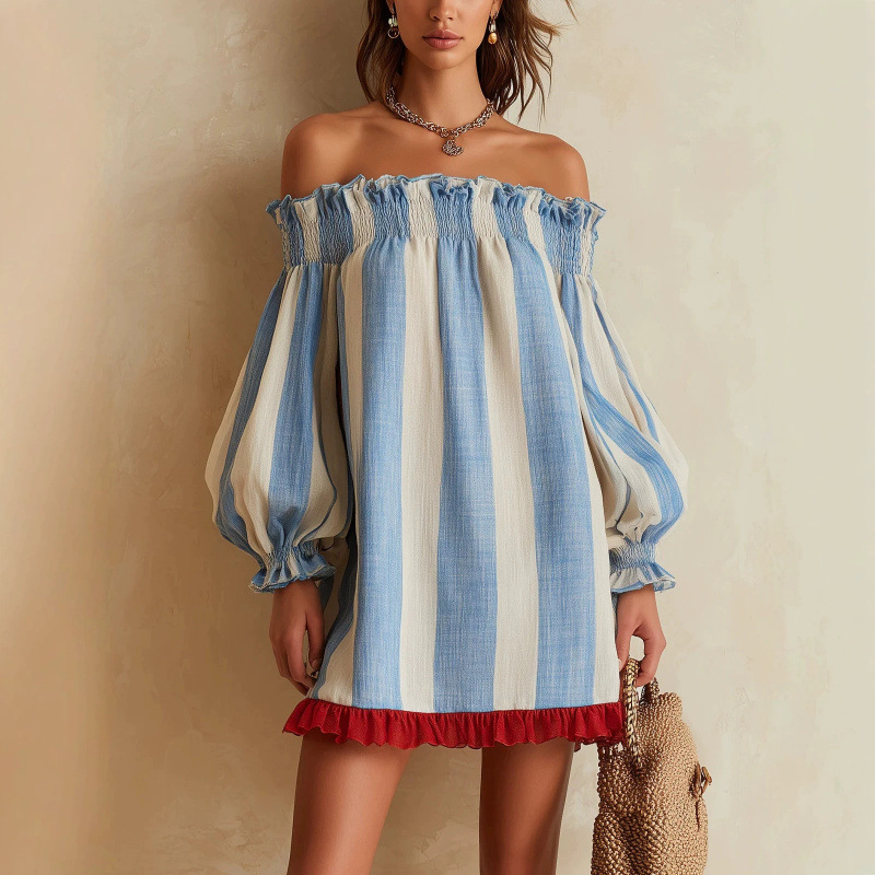 Off Shoulder Puff Sleeve Sundress - Vestido de mujer 2026 con hombros