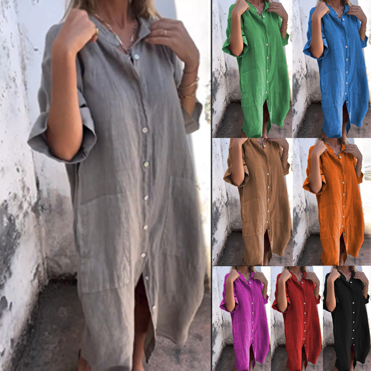Casual Loose Linen Shirt Dress - Vestido Camisero Estilo Old Money para
