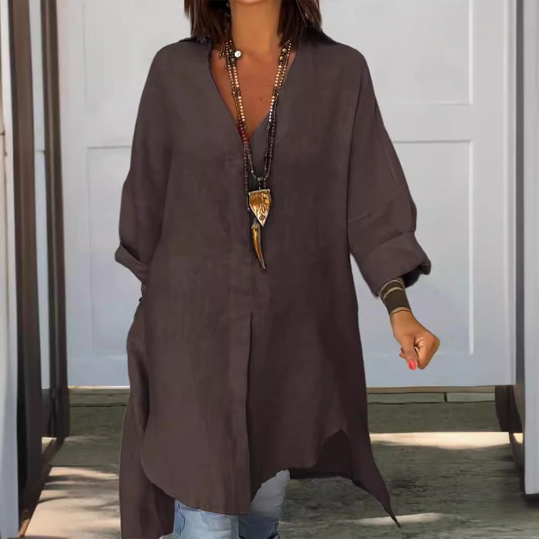 Casual Loose Linen Shirt Dress - Nuevo Vestido Camisero Holgado de Lino