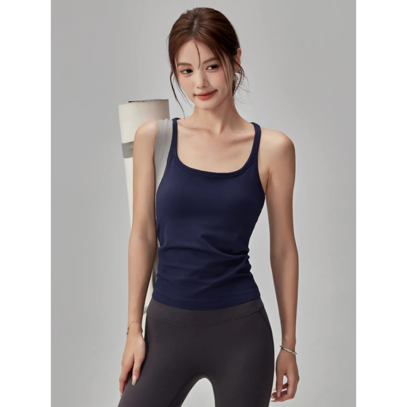 Seamless Ribbed Workout Tank Top - Top Deportivo Corto sin Costuras con
