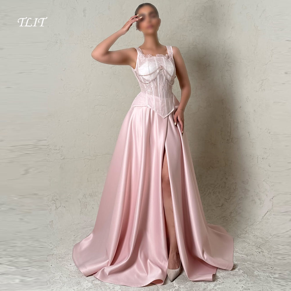 Elegant Satin Evening Gown Split - Vestidos de Noche Elegantes TLIT en