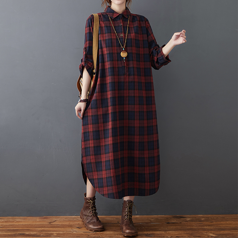 Casual Loose Linen Shirt Dress - Vestido de Lino y Algodón para