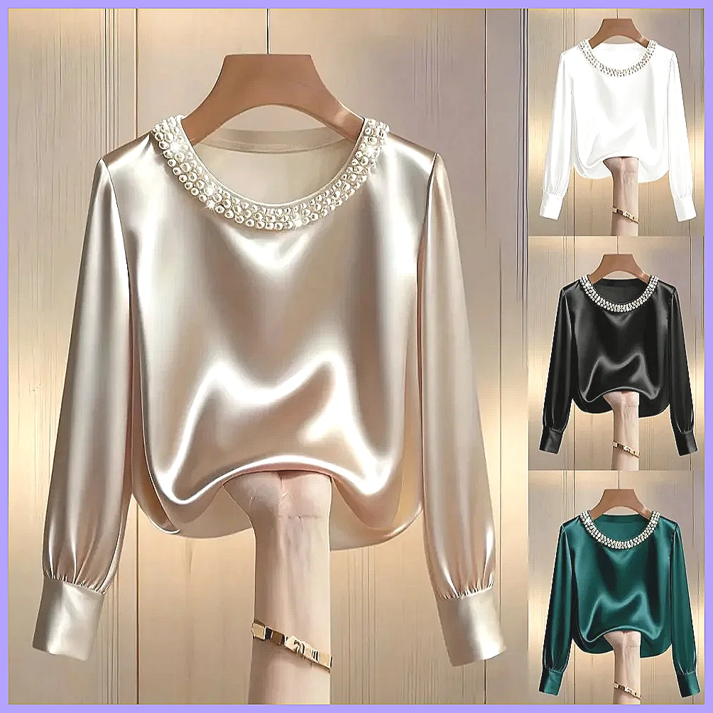 Blouses - Blusa Elegante de Satén con Cuentas