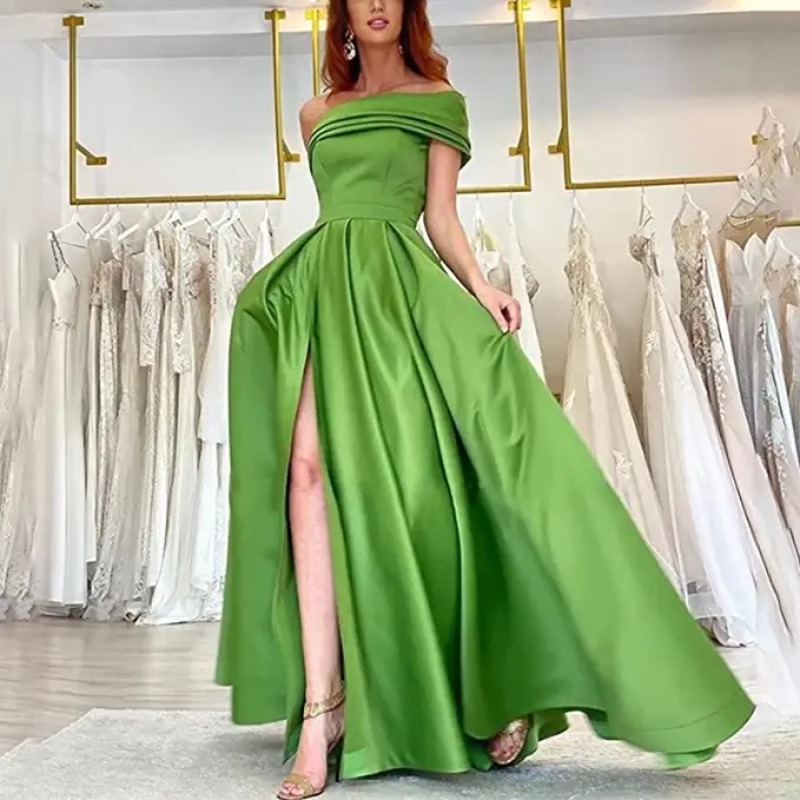 Elegant Satin Evening Gown Split - Elegante vestido de noche de satén