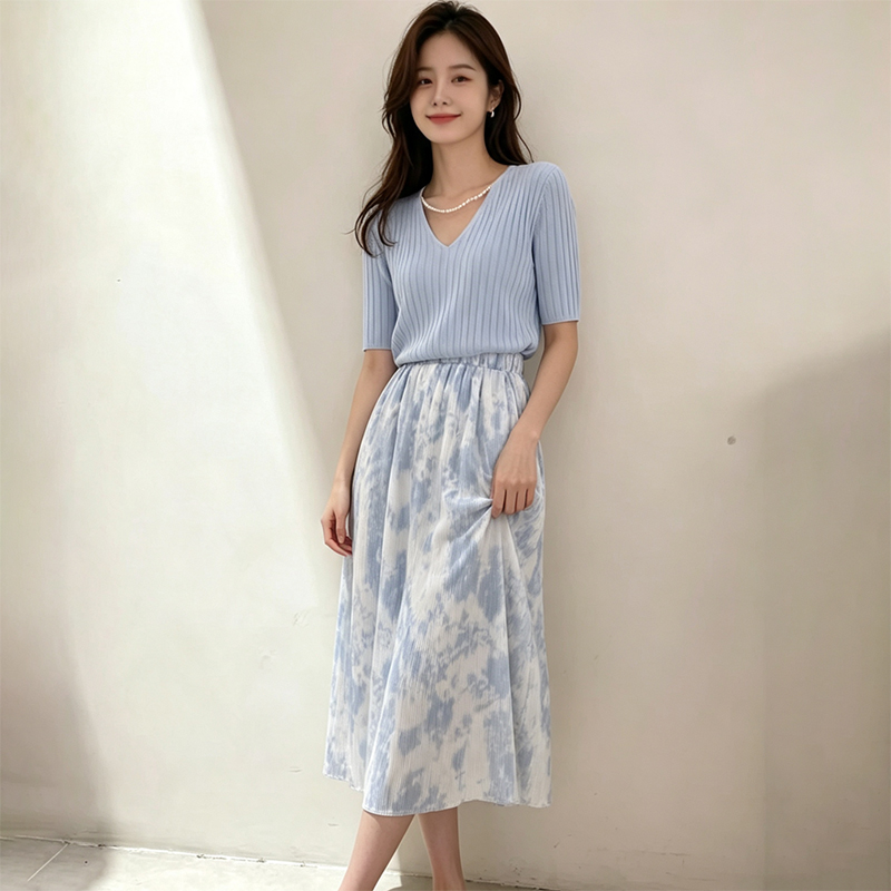 Korean Style A Line Shirt Dress - Conjunto de dos piezas de camiseta