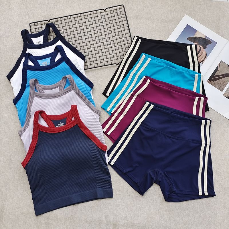 Seamless Ribbed Workout Tank Top - Conjuntos Deportivos de 2 Piezas para