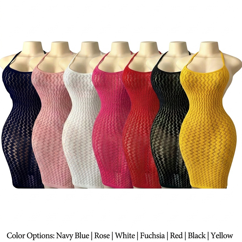 Sexy Mesh Sheer Bodycon Dress - Vestido de malla para playa para