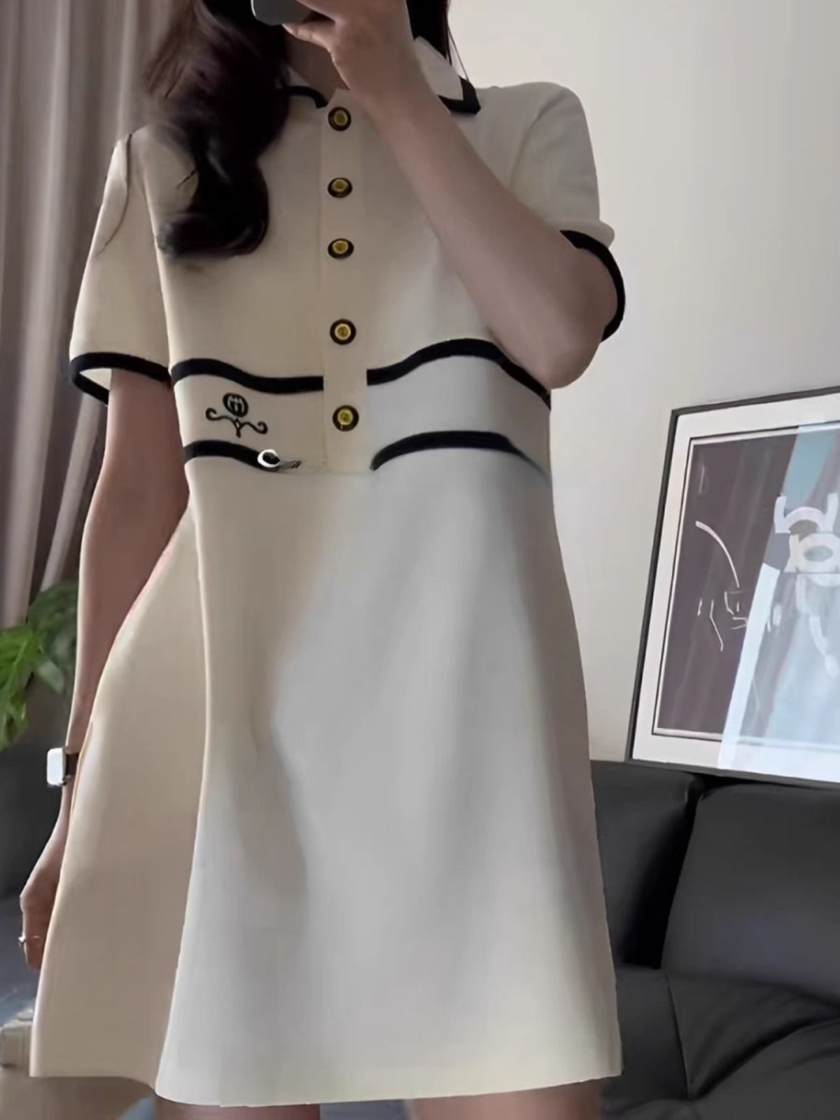 Korean Style A Line Shirt Dress - Vestido de talla grande con cuello