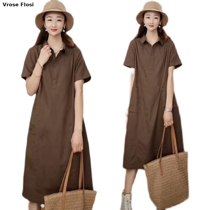 Casual Loose Linen Shirt Dress - Vestido de verano para mujer, prenda