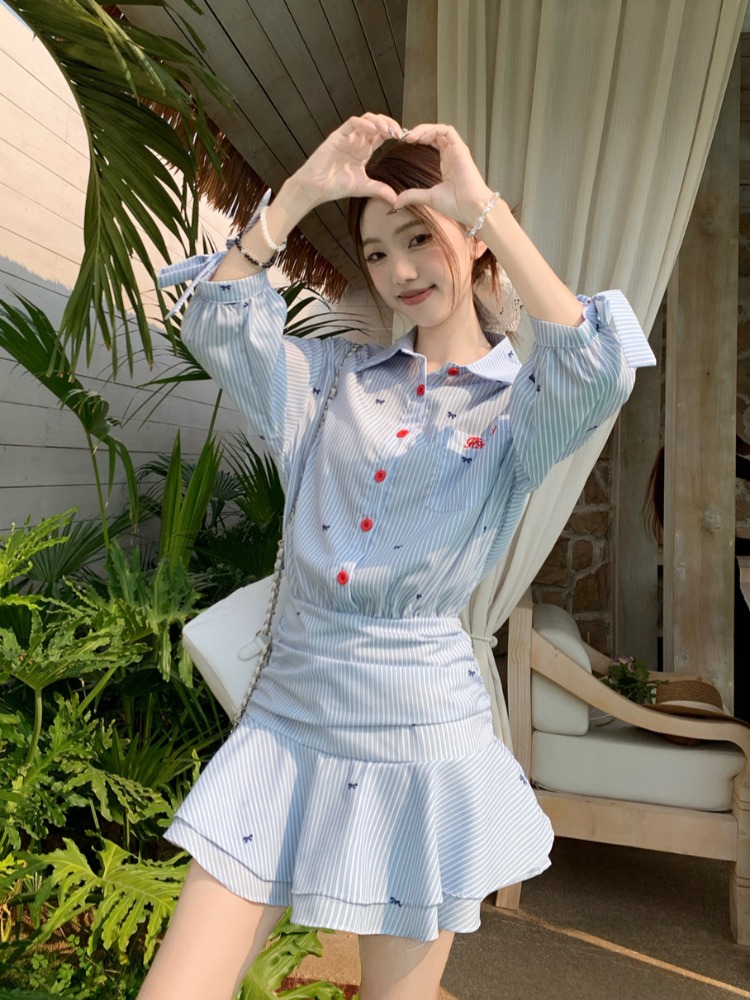 Vestido Camisero a Rayas Estil - Korean Style A Line Shirt Dress reseña y precio