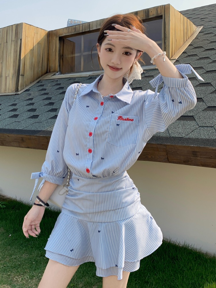 Vestido Camisero a Rayas Estil - Korean Style A Line Shirt Dress reseña y precio
