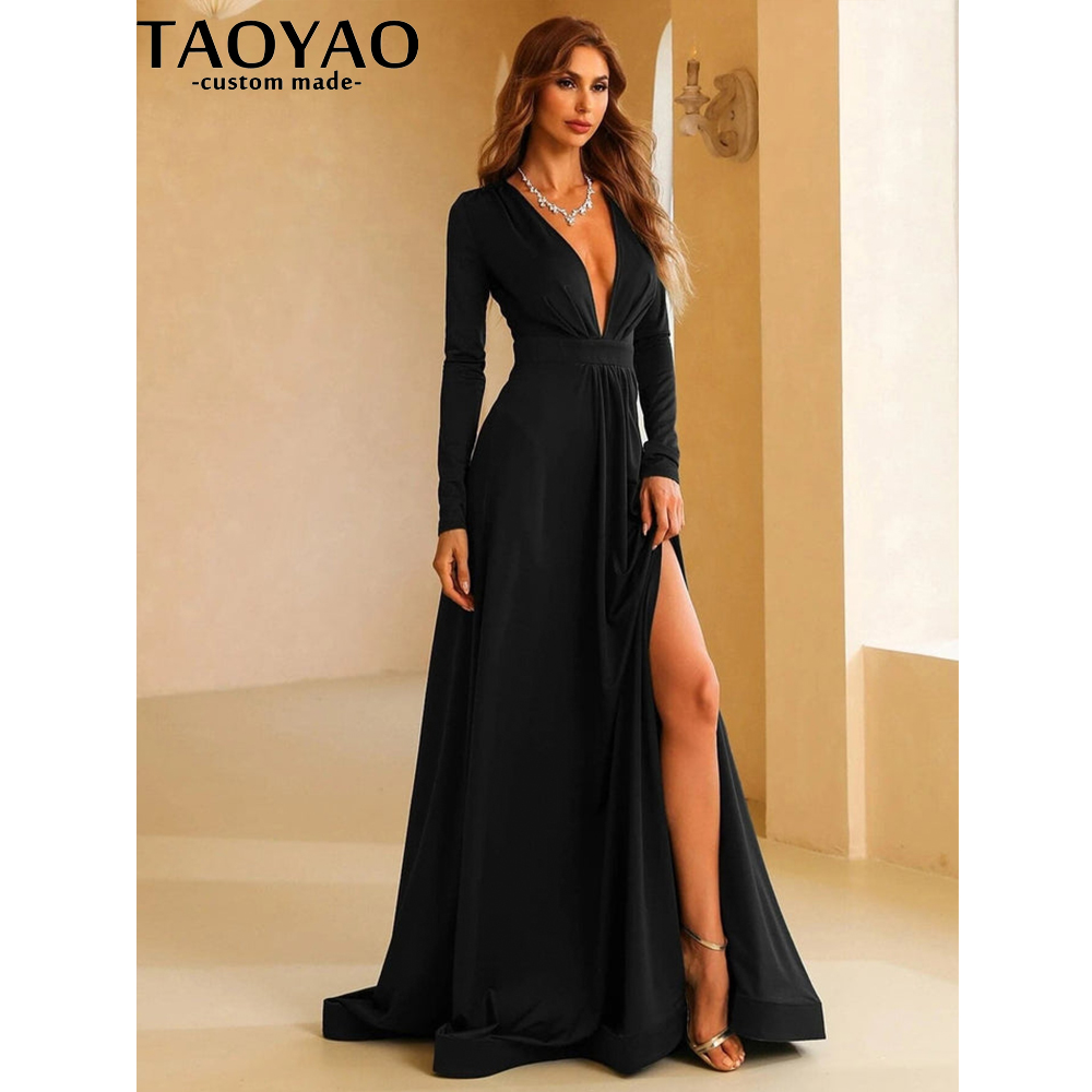 TaoYao-vestidos de noche perso - Elegant Satin Evening Gown Split reseña y precio