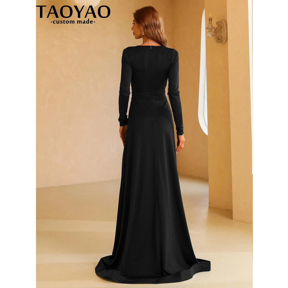 TaoYao-vestidos de noche perso - Elegant Satin Evening Gown Split reseña y precio