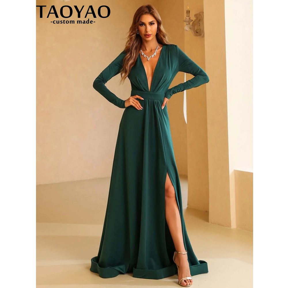 TaoYao-vestidos de noche perso - Elegant Satin Evening Gown Split reseña y precio