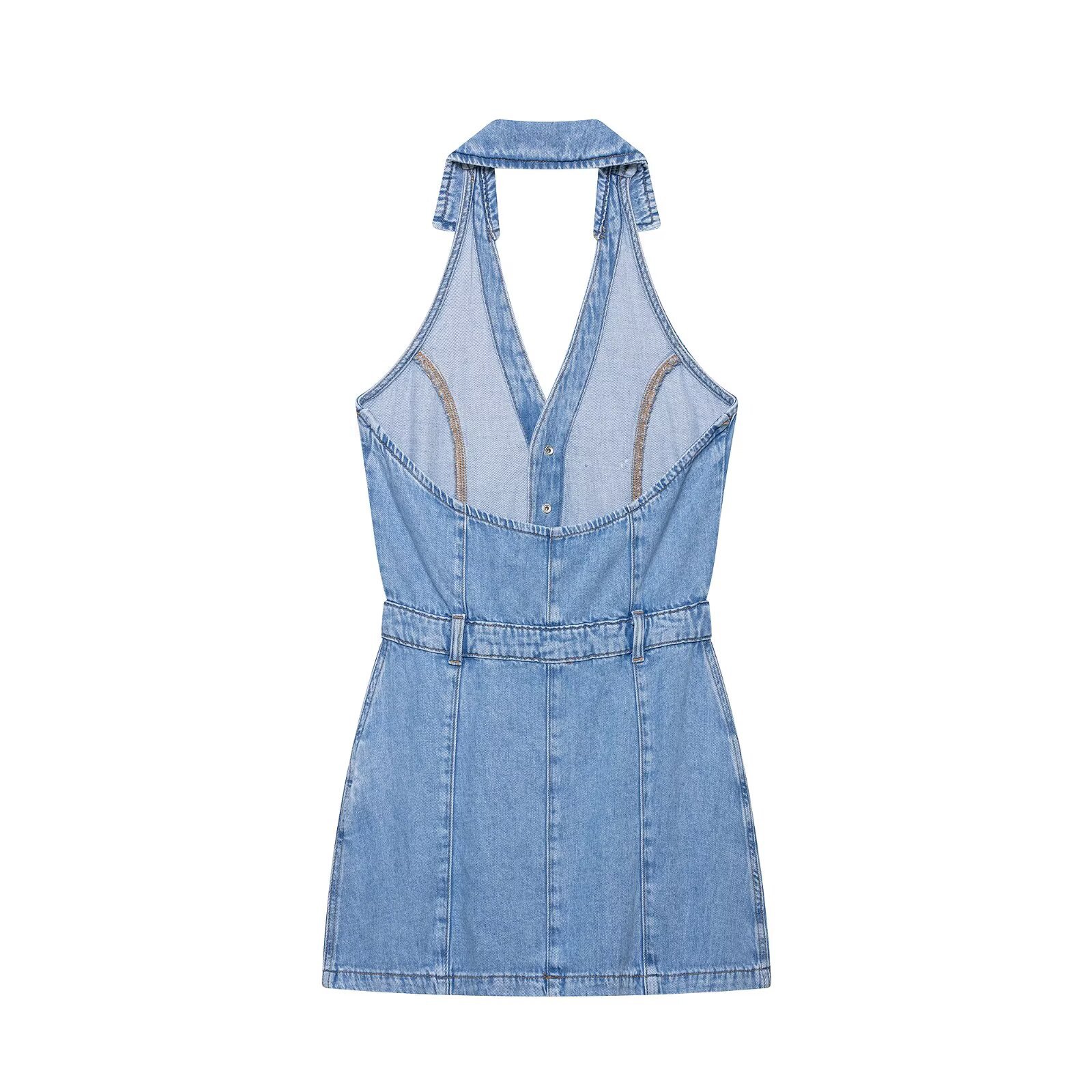 Vestido Mini Vaquero Halter Y2 - Y2K Backless Halter Mini Dress reseña y precio