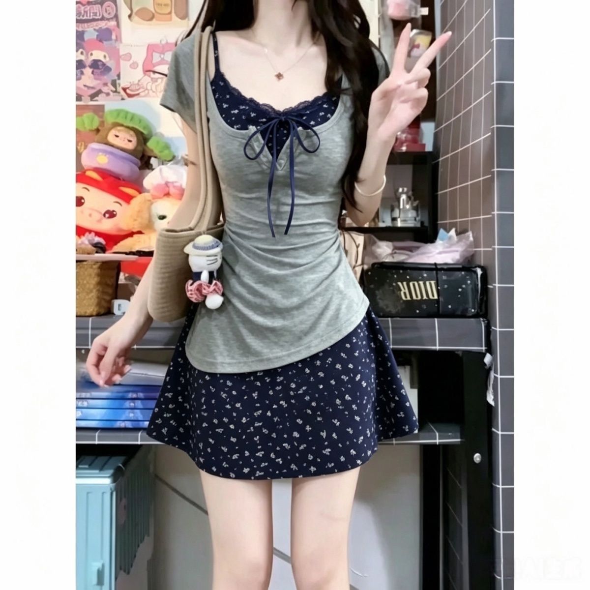 Conjunto de Dos Piezas para Mu - Korean Style A Line Shirt Dress reseña y precio
