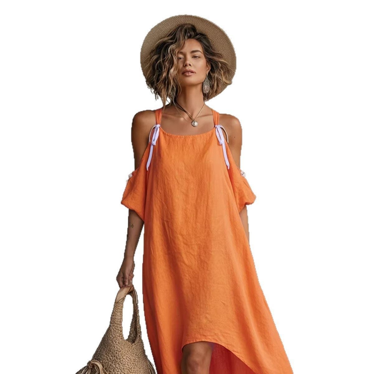 Vestido de Verano para Mujer,  - Off Shoulder Puff Sleeve Sundress reseña y precio
