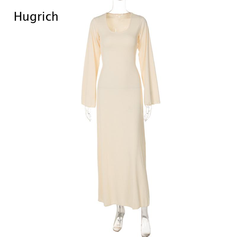 Vestido Maxi Elegante de Punto - Bodycon Long Sleeve Ribbed Dress reseña y precio