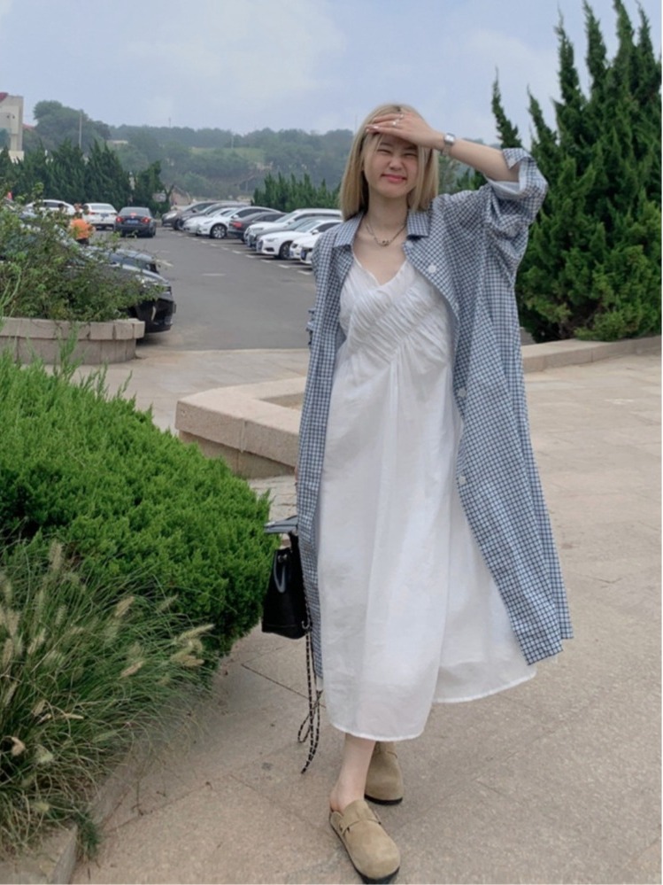 Conjunto elegante de talla gra - Korean Style A Line Shirt Dress reseña y precio