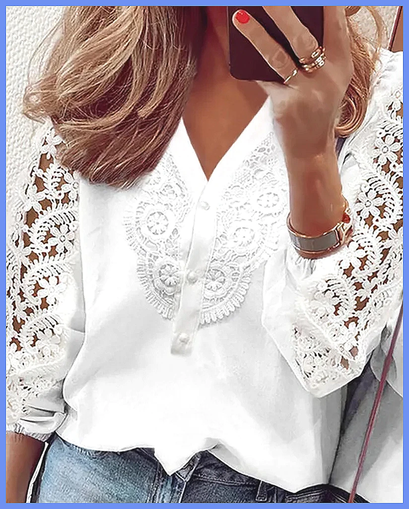 Blusa Elegante de Manga Larga  - Blouses reseña y precio