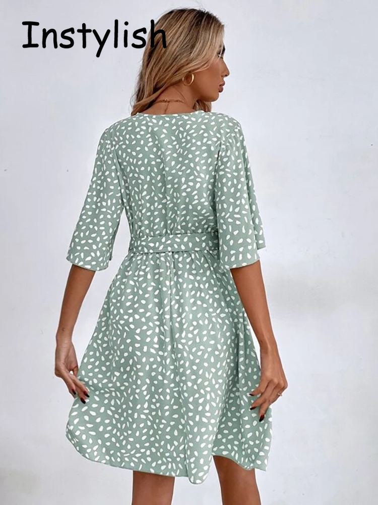 Vestido corto informal con est - French Vintage Floral Midi Dress reseña y precio