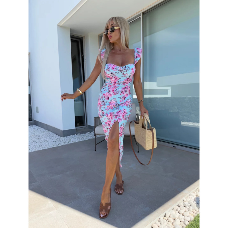 Vestido Midi Floral con Volant - French Vintage Floral Midi Dress reseña y precio