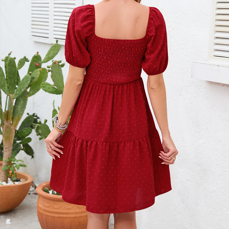 Vestido elegante de verano de  - Off Shoulder Puff Sleeve Sundress reseña y precio