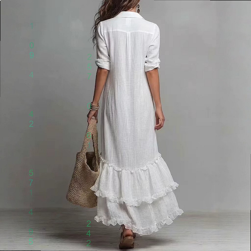 Vestido camisero de algodón y  - Casual Loose Linen Shirt Dress reseña y precio