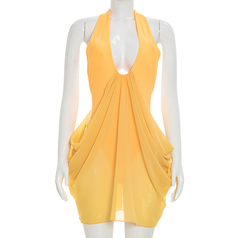 Nuevo Vestido Mini Sexy Hueco  - Y2K Backless Halter Mini Dress reseña y precio
