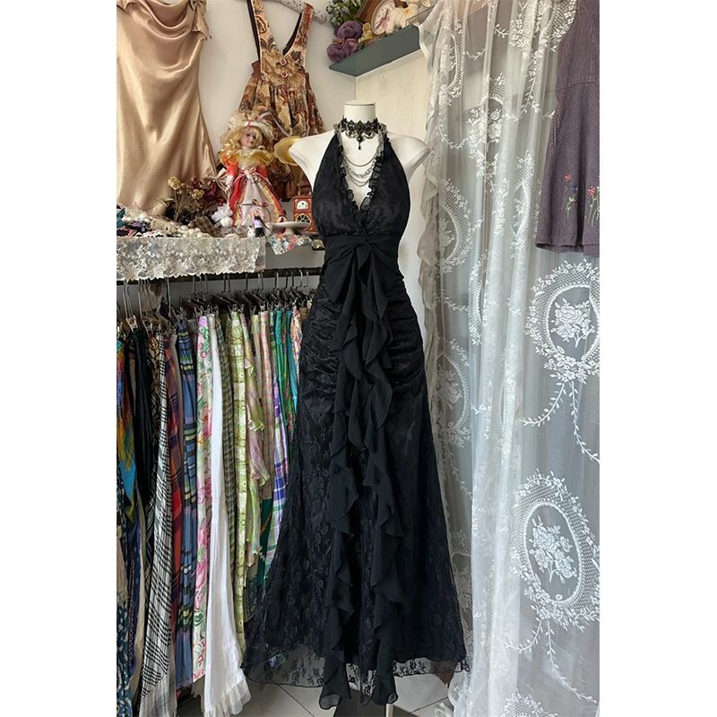 Vestido Halter Vintage Y2K sin - Y2K Backless Halter Mini Dress reseña y precio