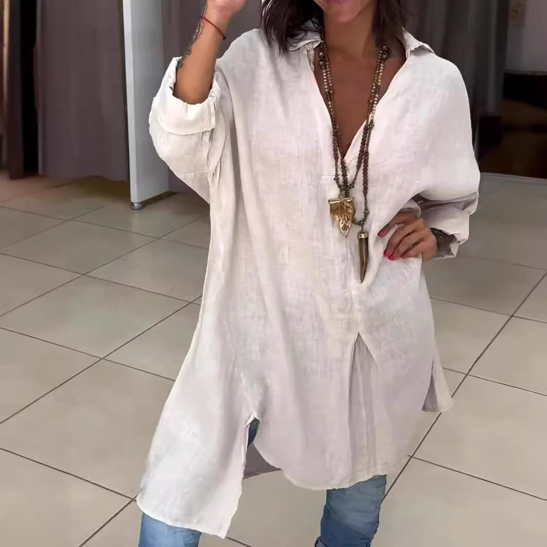 Nuevo Vestido Camisero Holgado - Casual Loose Linen Shirt Dress reseña y precio