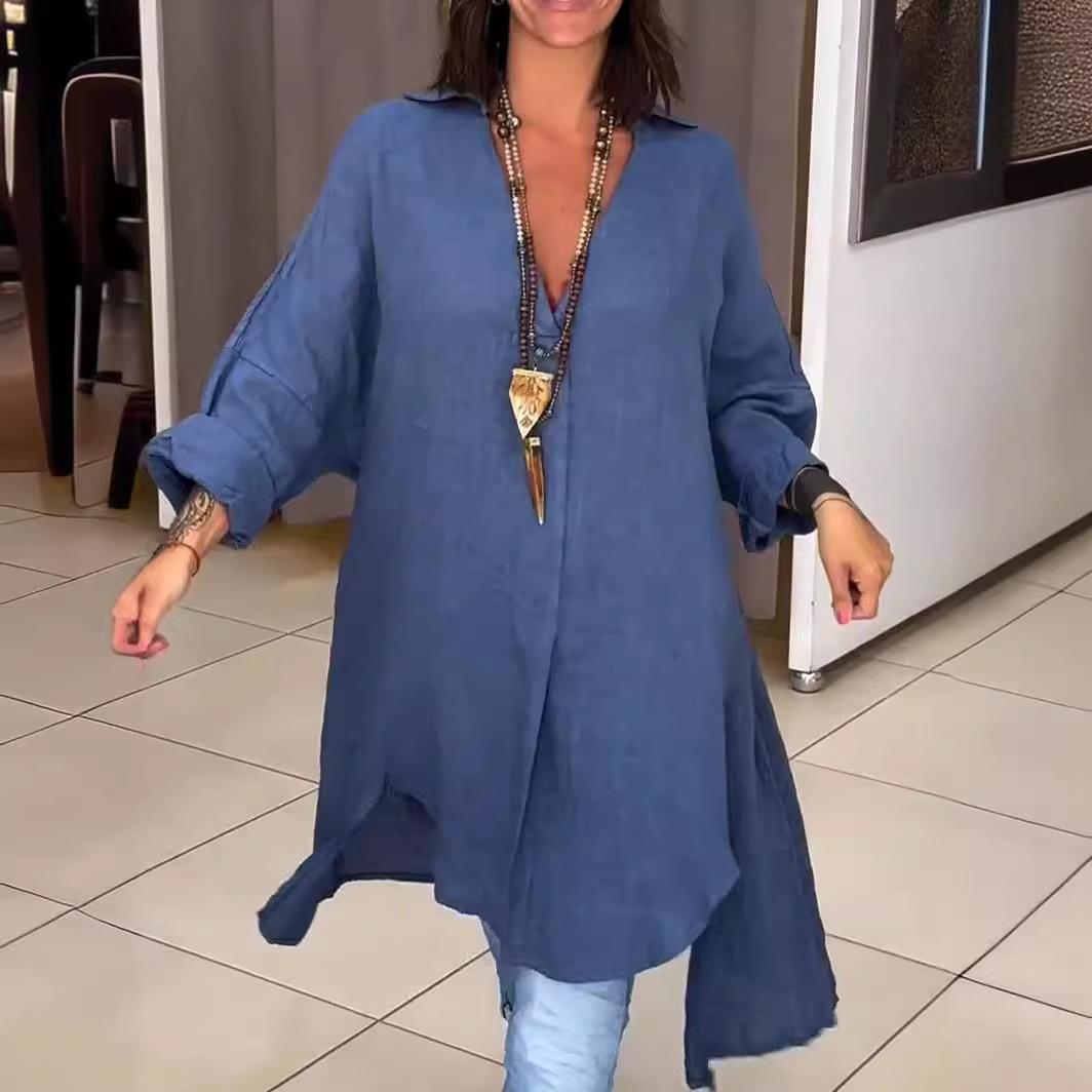 Nuevo Vestido Camisero Holgado - Casual Loose Linen Shirt Dress reseña y precio