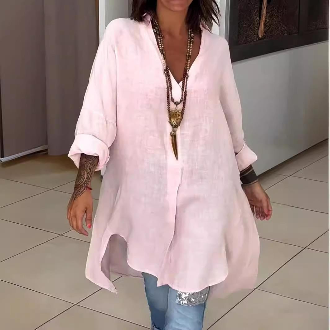 Nuevo Vestido Camisero Holgado - Casual Loose Linen Shirt Dress reseña y precio