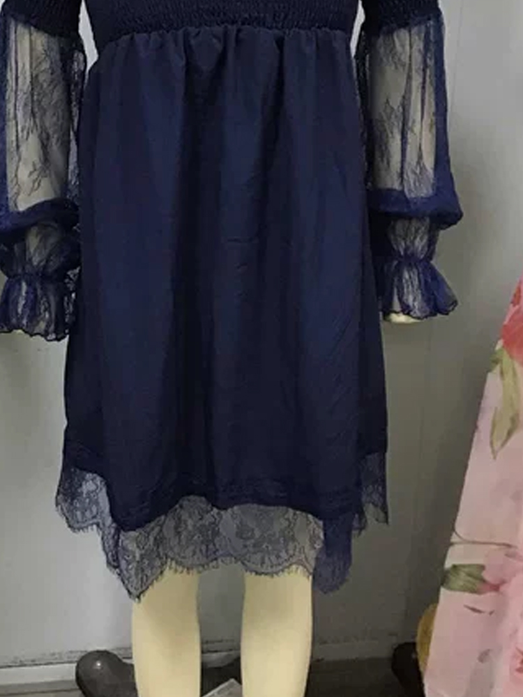 Vestido Mini de Encaje con Hom - Off Shoulder Puff Sleeve Sundress reseña y precio