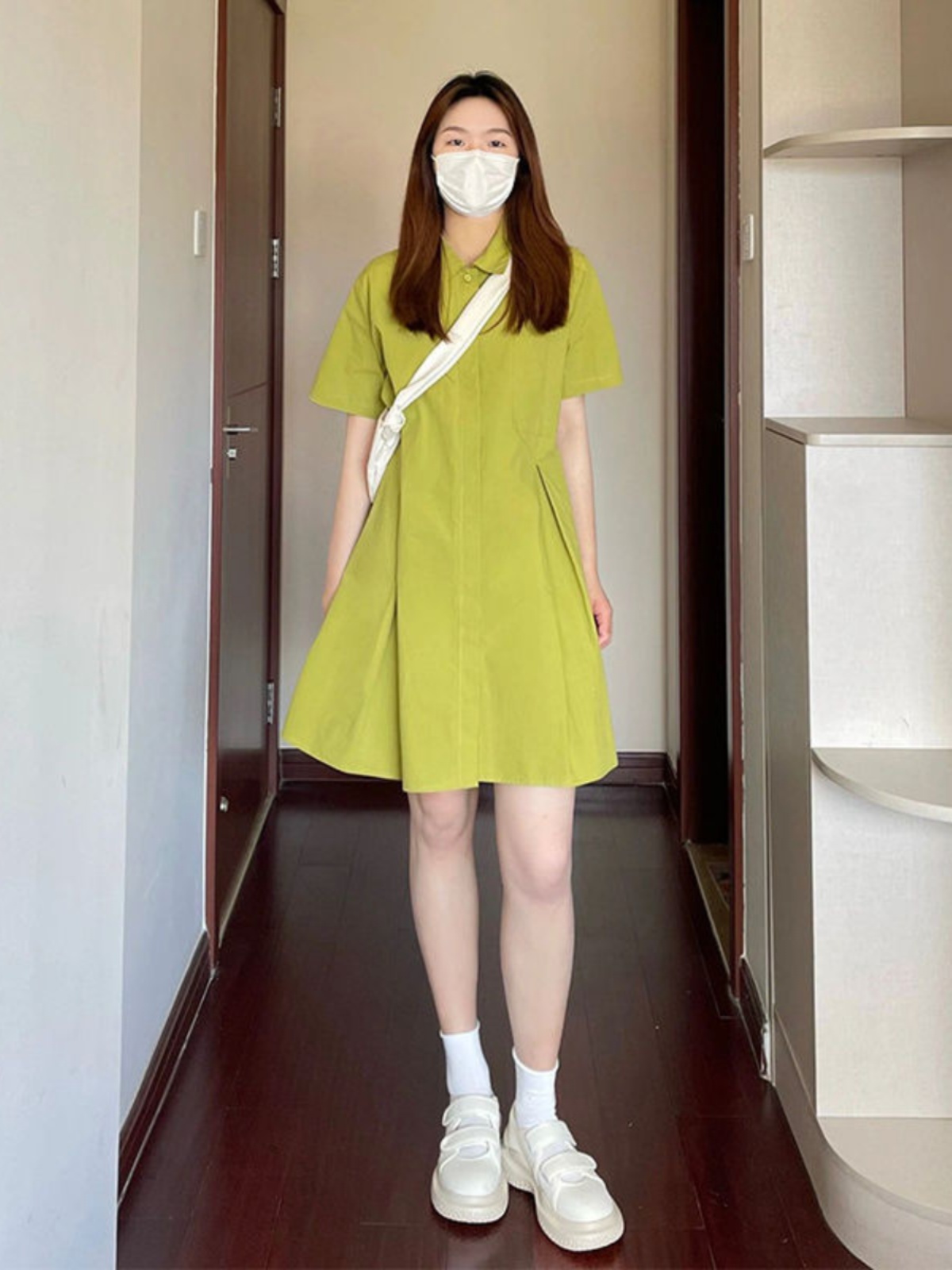 Vestido de talla grande con cu - Korean Style A Line Shirt Dress reseña y precio