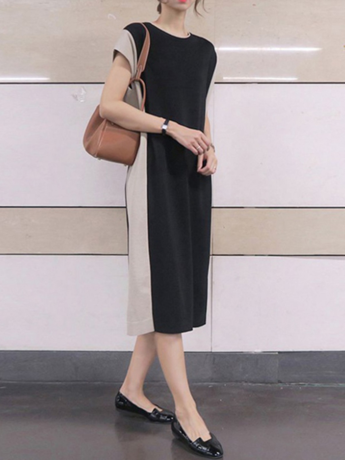 Vestido Camiseta de Longitud M - Korean Style A Line Shirt Dress reseña y precio