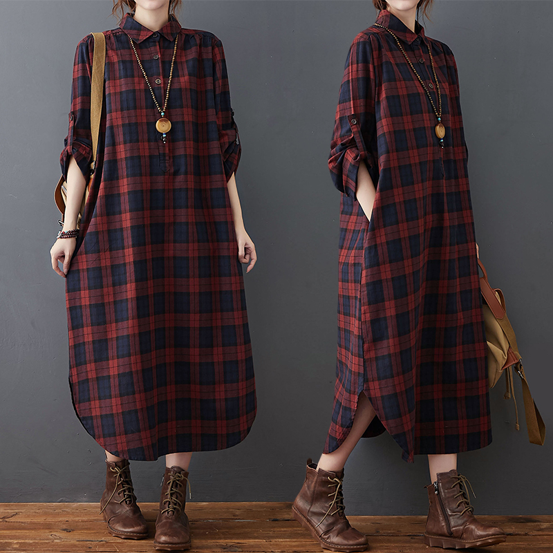 Vestido de Lino y Algodón para - Casual Loose Linen Shirt Dress reseña y precio