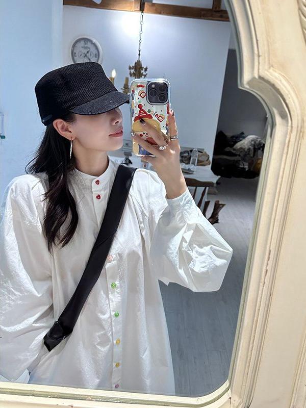 Vestido Camisero de Manga Larg - Korean Style A Line Shirt Dress reseña y precio