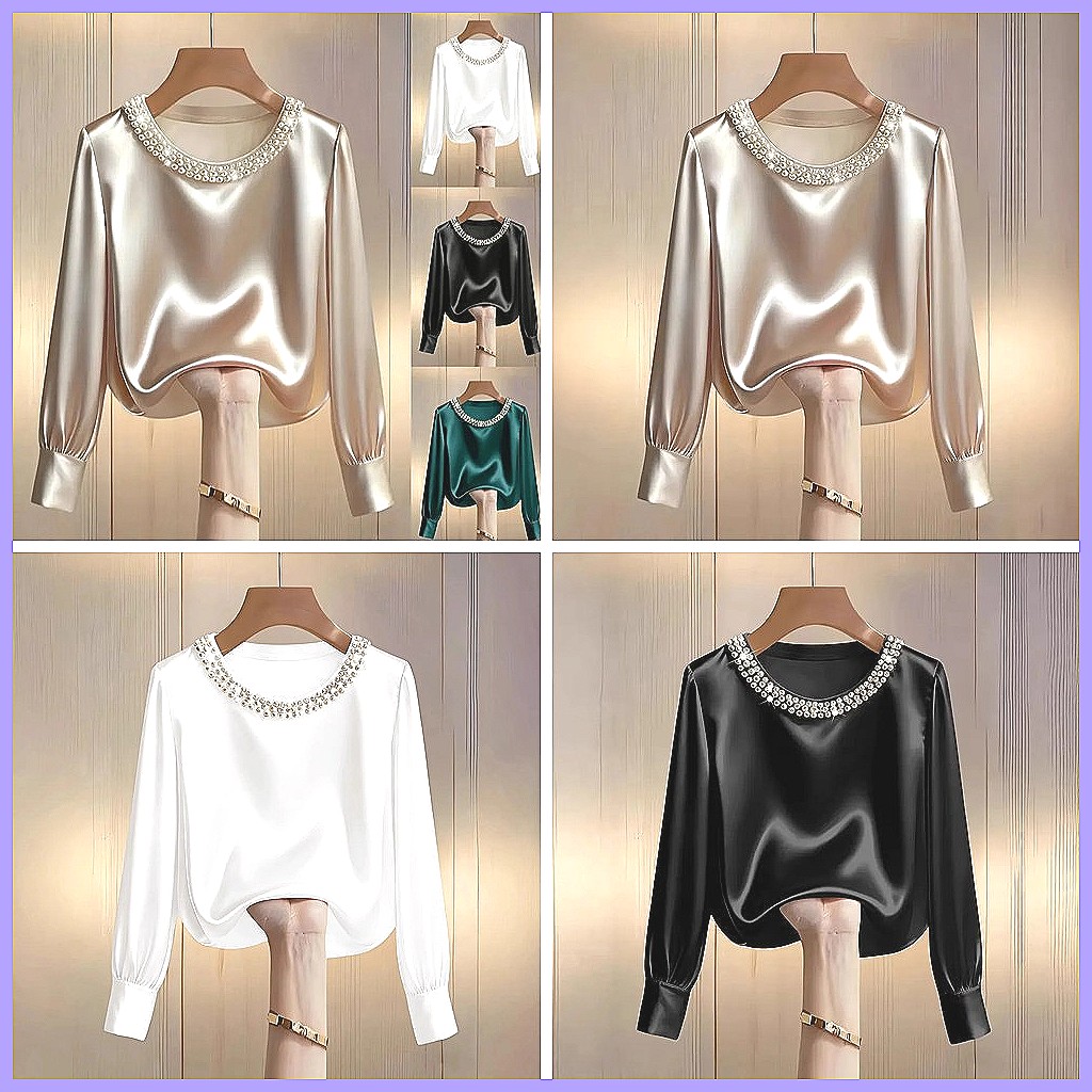 Blusa Elegante de Satén con Cu - Blouses reseña y precio
