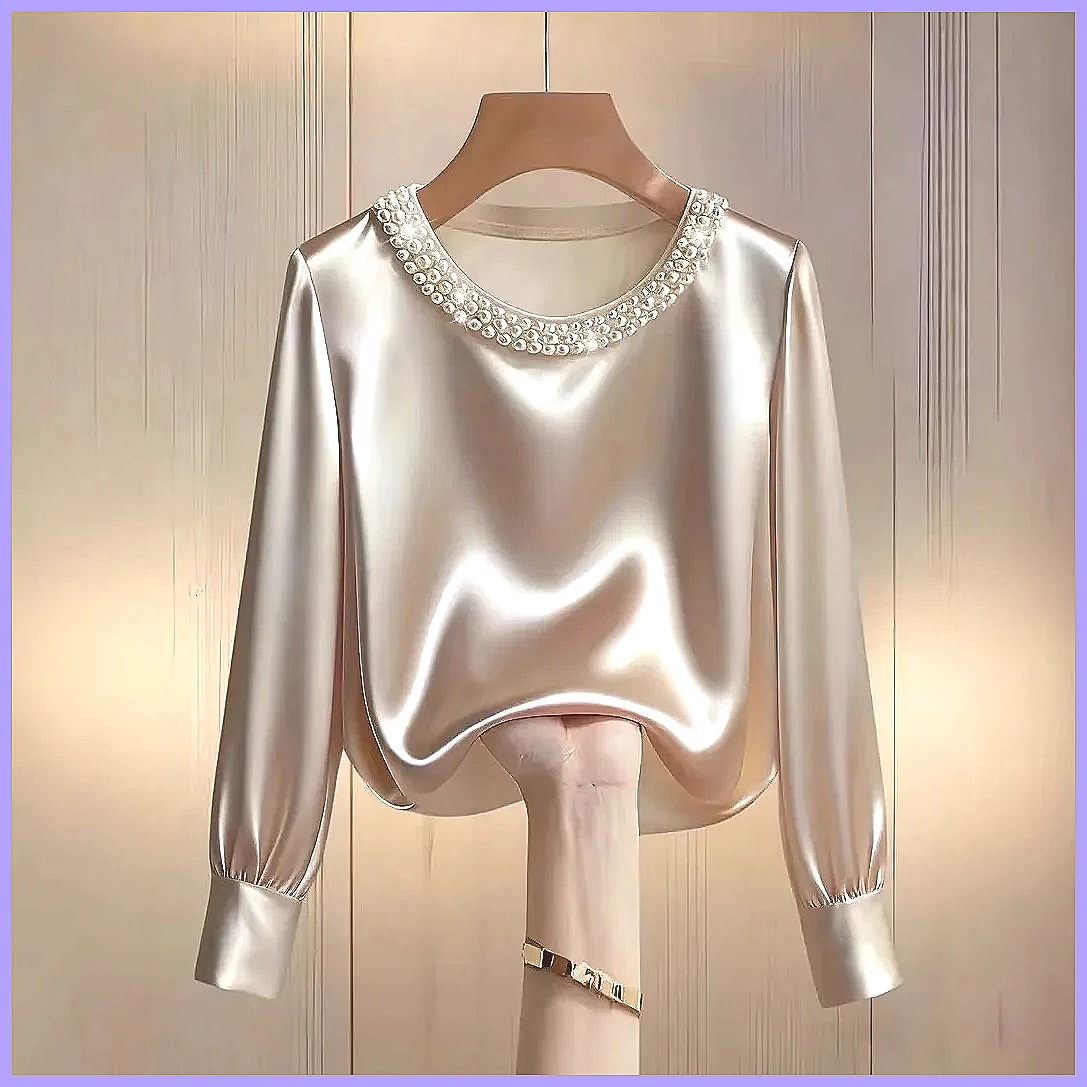 Blusa Elegante de Satén con Cu - Blouses reseña y precio