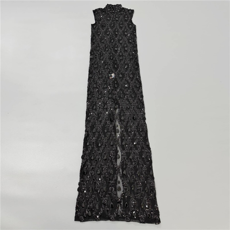 Vestido de Fiesta Negro Brilla - Sexy Mesh Sheer Bodycon Dress reseña y precio