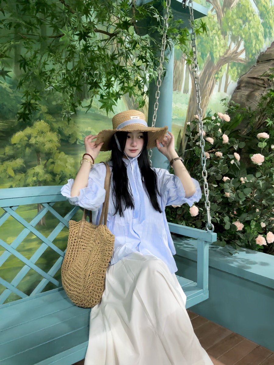 Conjunto de camisa azul de man - Korean Style A Line Shirt Dress reseña y precio