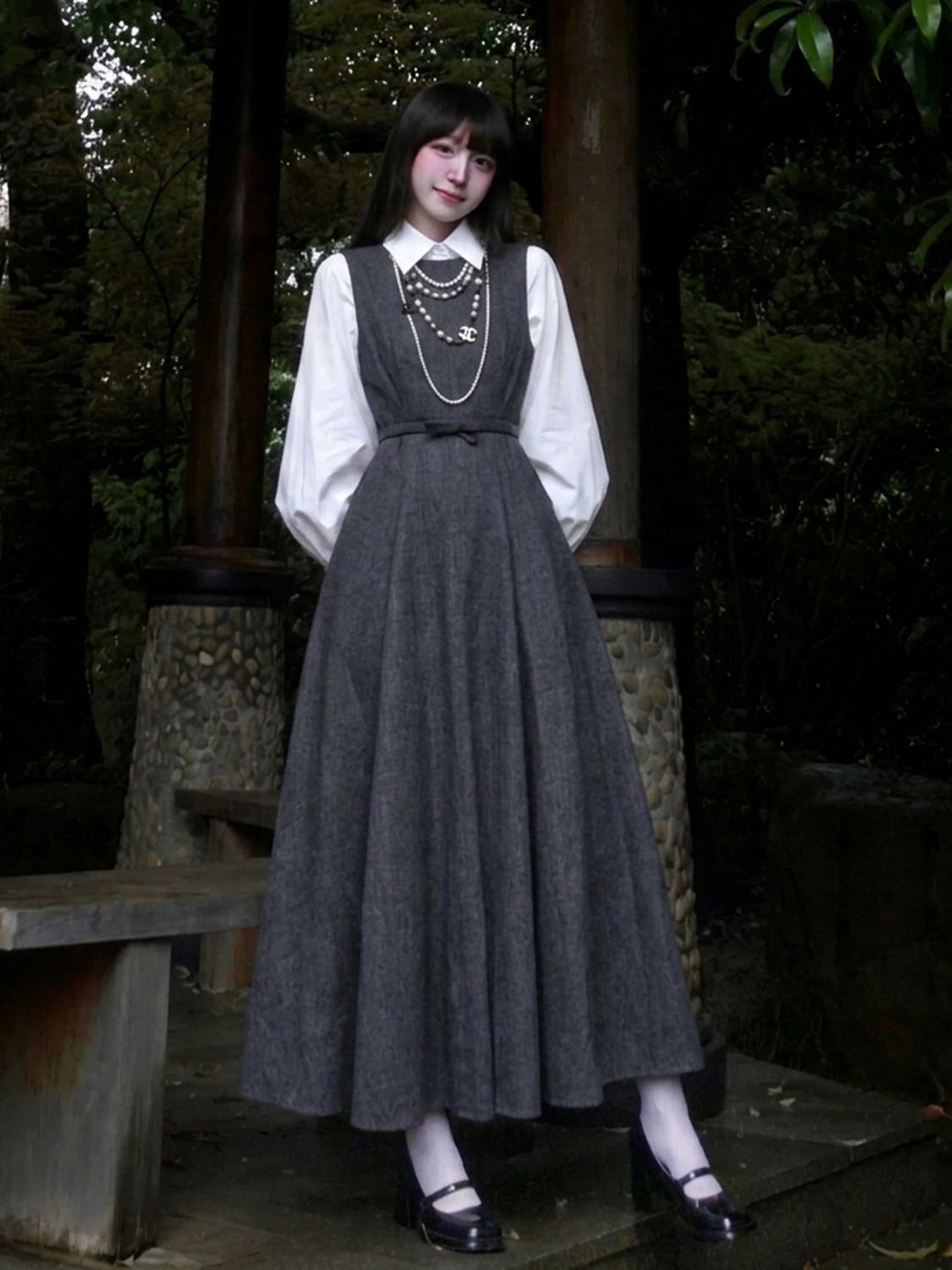 Conjunto de Vestido de 2 Pieza - Korean Style A Line Shirt Dress reseña y precio