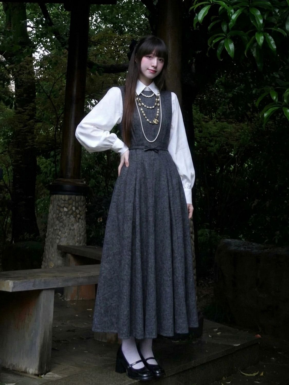 Conjunto de Vestido de 2 Pieza - Korean Style A Line Shirt Dress reseña y precio