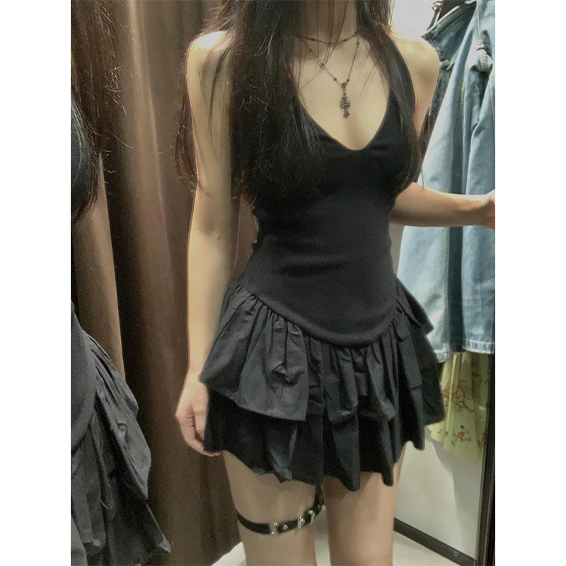 MEXZT Y2K Mini vestido negro m - Y2K Backless Halter Mini Dress reseña y precio