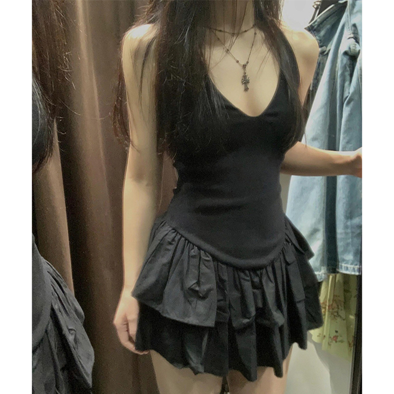 MEXZT Y2K Mini vestido negro m - Y2K Backless Halter Mini Dress reseña y precio