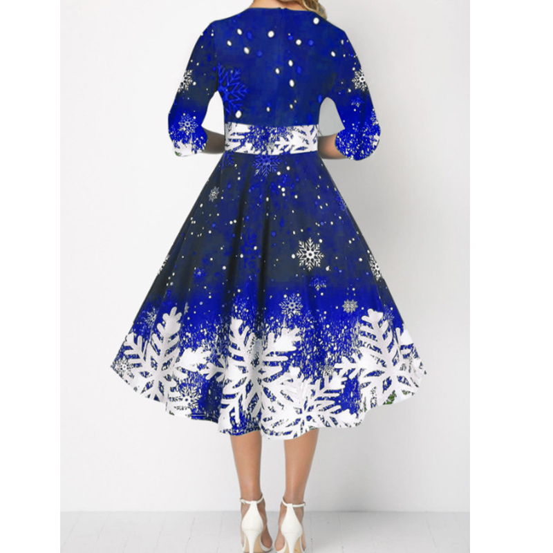 Vestidos de Navidad de inviern - French Vintage Floral Midi Dress reseña y precio