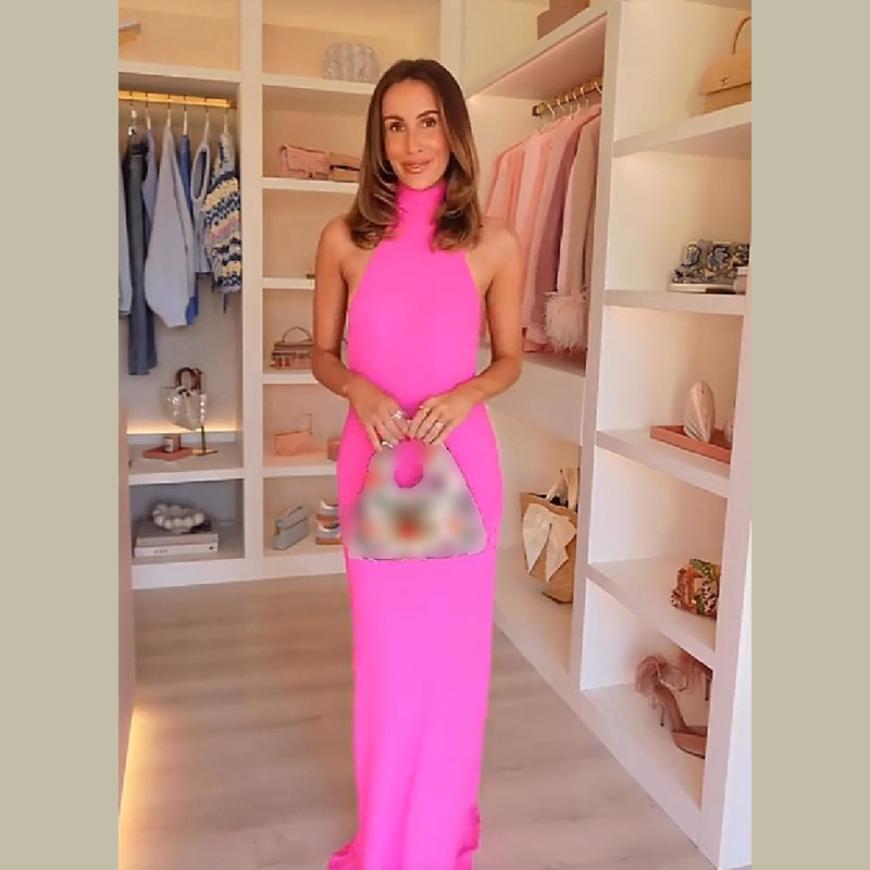 Vestido largo de satén halter  - Elegant Satin Evening Gown Split reseña y precio