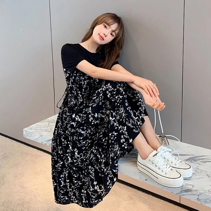 Camiseta de mujer falsa dos pi - Korean Style A Line Shirt Dress reseña y precio